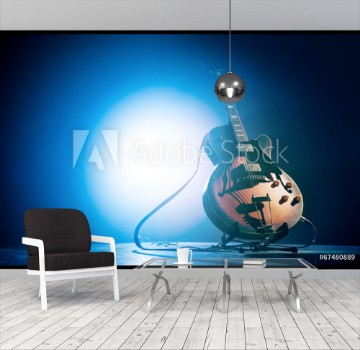 Bild på Electric guitar on a blue background